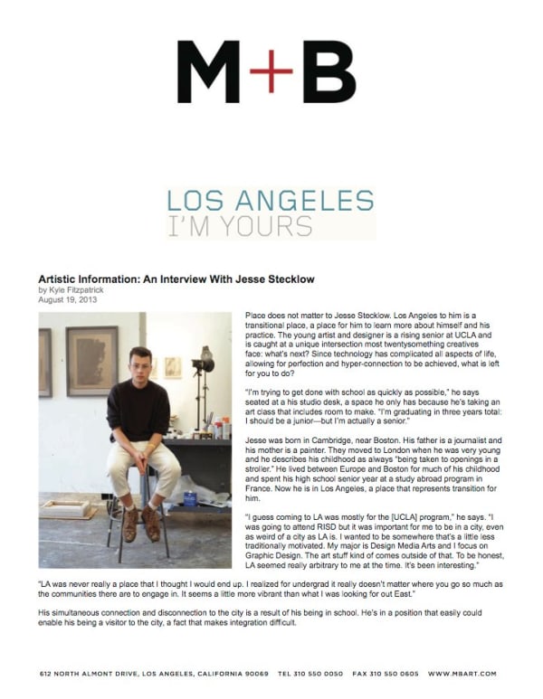 Artistic Information: An Interview With Jesse Stecklow