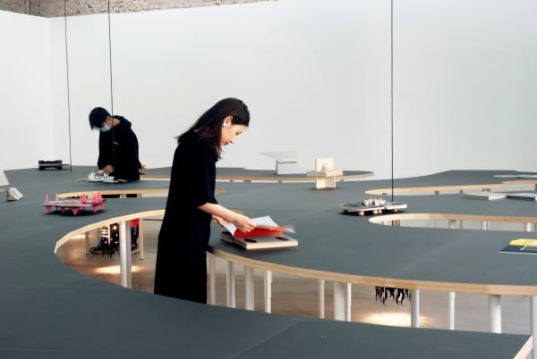 “Residue of the implicated body”, 2021, Rafael Domenech, Plywood, archivalglue, laser-printonvariouspapers, foundconcreterock, Unique, 37.5cm×22cm×26.5cm, courtesy of the artist and the Hua International, Beijing