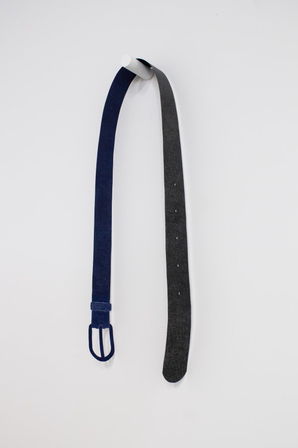 Gordon Hall Belt (Black and Navy), 2023 Colored pencil on paper, painted wood peg 15 x 64 x 8 cm