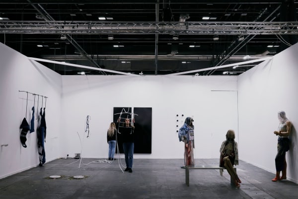 Installation shot, ARCOmadrid 2022, Booth 9A20, Isabella Fürnks and Fanny Gicquel with HUA International. Courtesy of the artists and Hua International Booth designed by Krista Xueying Yu