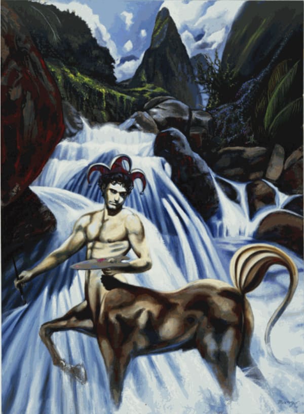 ROBERT MANGO Self-Portrait in the Stream 68" x 50" inches oil on linen 1994