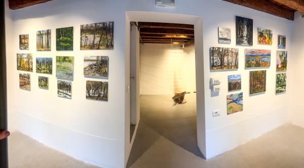 I FORESTI Castello 925 installation view with work by Anne Leith (left and right) and Millicent Young (center)