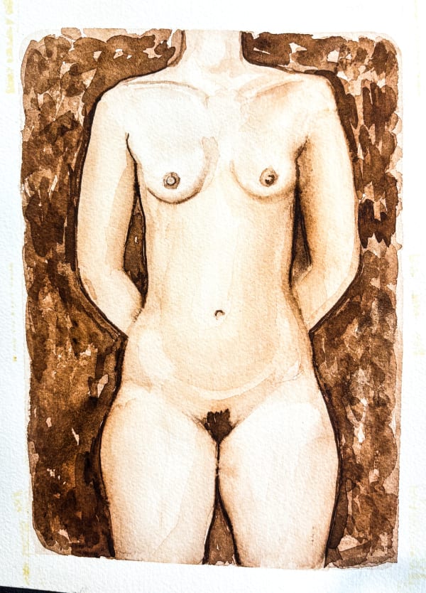 Bruce Cahn, Nude Study VII, watercolor on paper, 8.5" x 6.25" inches