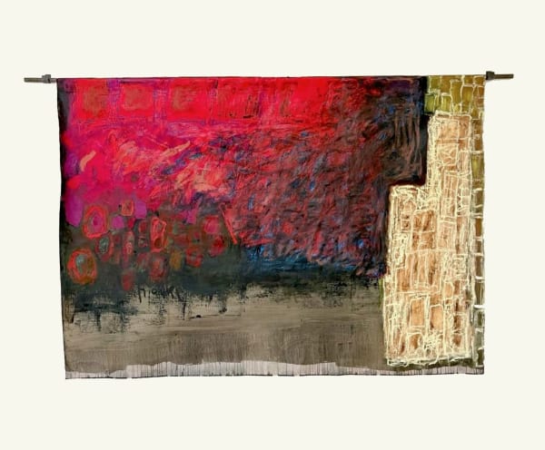 HOME:Open Places © Melinda Stickney-Gibson 2022, 71" x 84" inches oil on linen with steel rod + brackets
