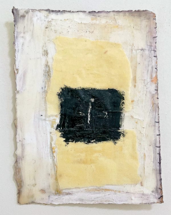CONVERSATIONS series #5 © Melinda Stickney-Gibson 2022, beeswax, oil on paper, 6x4 inches