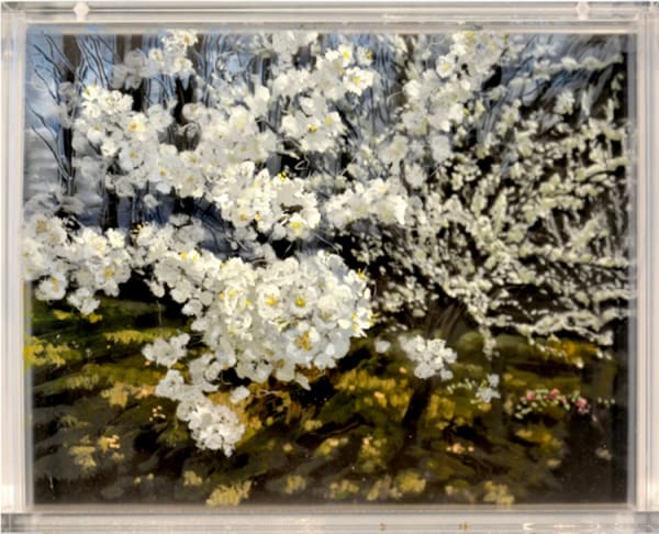 Martin Weinstein, Plumcot, 2 Evenings, acrylics over multiple acrylic sheets, 11" x 13.5" x 2.5"inches