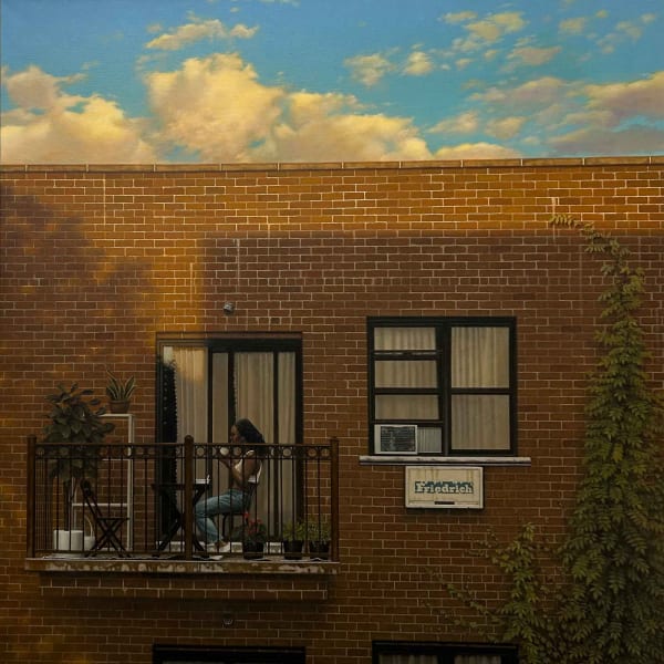 Yongjae Kim, Outdoor Lunch, 2022, Oil on linen, 40 x 40 inches
