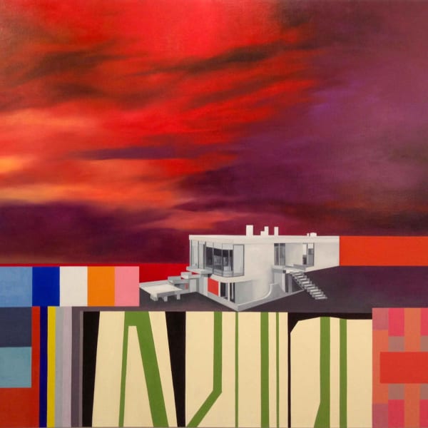 Julie Langsam, Prouvé Landscape, Red (L’Isle Adam Val d’Oise) 2013 Oil on canvas , 2013