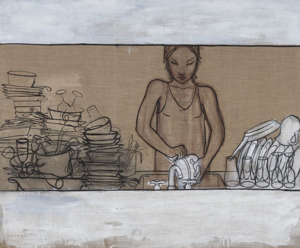 Rita Ackermann Washing Dishes Helps in the Metabolism, 1995