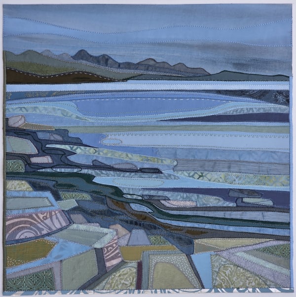 buy art artwork highland scottish dingwall alchemist gallery debbie lee textile collage stitched original landscape take a moment and be