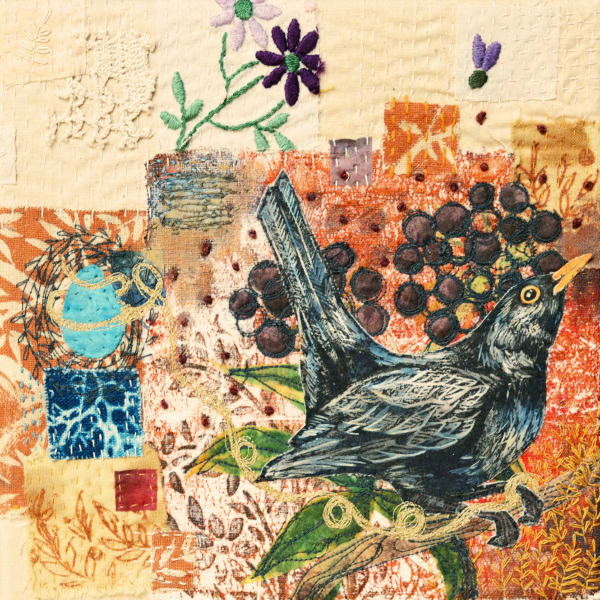 buy textile art rachael jane macdonald alchemist gallrey dingwall local textile artist original textile art embroidery dyeing stitch Light my Way scottish textile artist highlands Sweetest berries