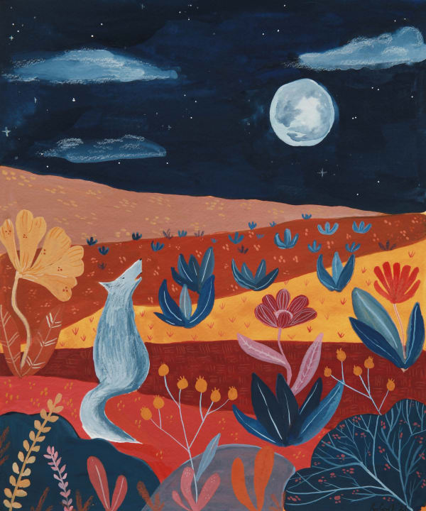 buy art bo gort watching the moon alchemist gallery dingwall scottish artist ullapool highlands of scotland mixed media artwork gouache