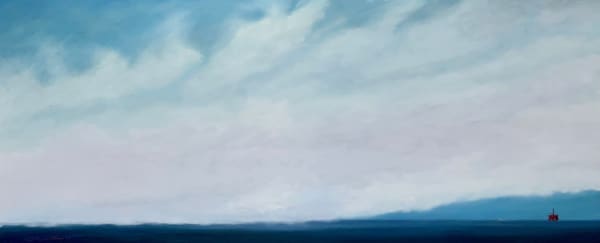 Will P Aitken at Alchemist Gallery Dingwall Red Rig oil painting oil on canvas oil rig horizon