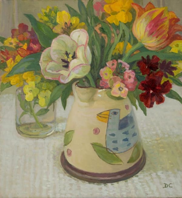 Tulips and Wallflowers in the Bird Jug