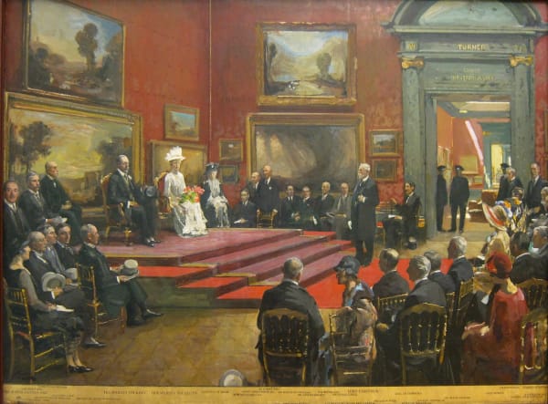 Sir John Lavery, The Opening of the Modern Foreign and Sargent Galleries at the Tate Gallery, 26 June 1926, exhibited 1929. Creative Commons CC-BY-NC-ND