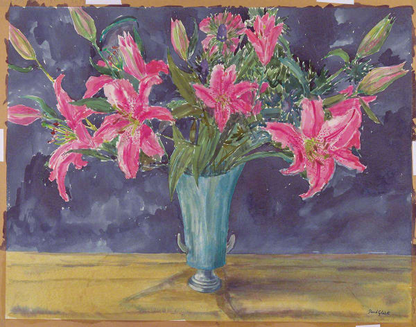 'Lilies in Blue Vase' by David Glück