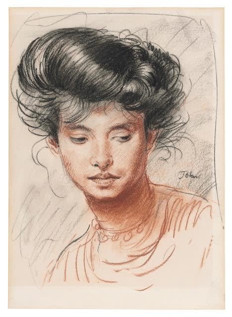 Augustus John, 'Head of a Girl (Edie McNeill)' (1906), private collection