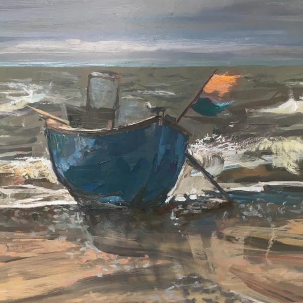 Sizewell surf (Oil on panel)