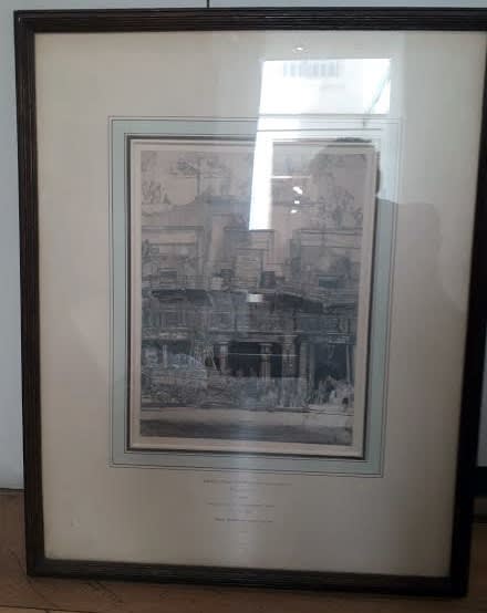 Picture of the Egyptian Hall on Piccadilly being demolished by Muirhead Bone