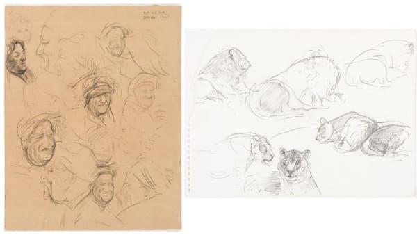 'Study of a Poet in Lahore' and 'Study of a Lion and Lioness' (both 1974)
