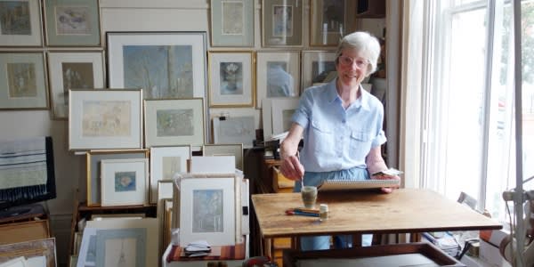 Photo of Charlotte in her studio