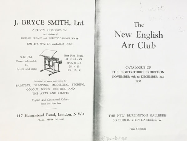Ad for watercolour desk in 1932 NEAC catalogue