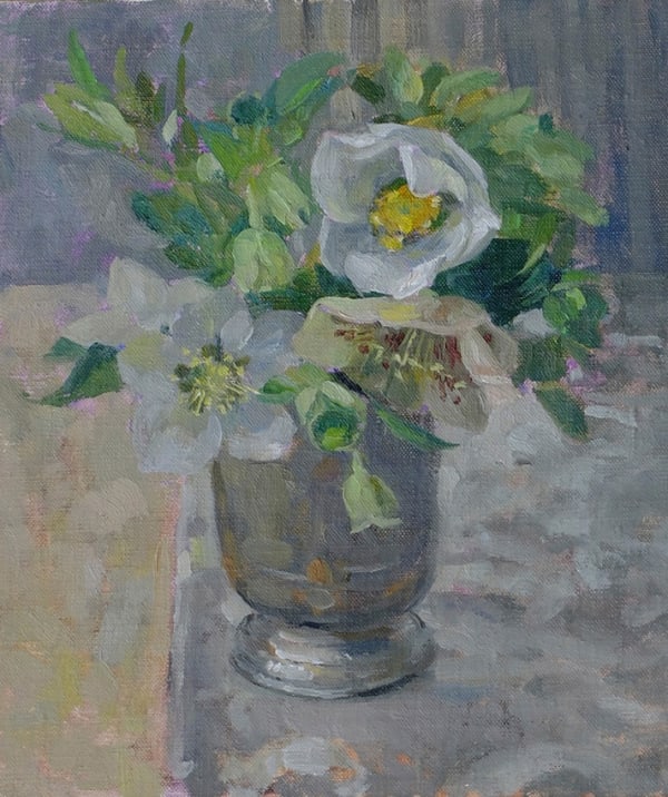 Hellebores in the Pewter Mug