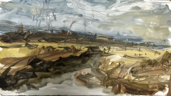 North Kent Marshes sketch 1 by Louise Balaam