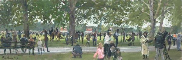 The Queen's Funeral, The Screens, Hyde Park by Peter Brown