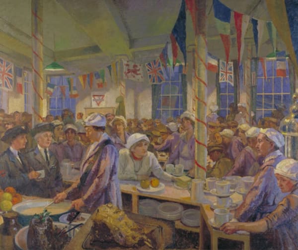 Christmas Day in the London Bridge YMCA Canteen by Clare Atwood © IWM (Art.IWM ART 3062)