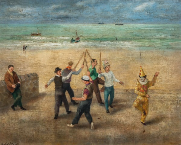 'Dancing Men' (1948), Oil on canvas, 40.5 x 51 cm, Collection: Leicestershire County Council Artworks Collection, County Hall, Leicester, Photo by Paul Carter, © Richard Eurich Paintings