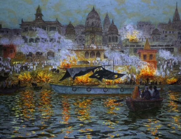 Winner of The NEAC Critics' Prize: Patrick Cullen, 'The Burning Ghat, Dusk, Varanasi'