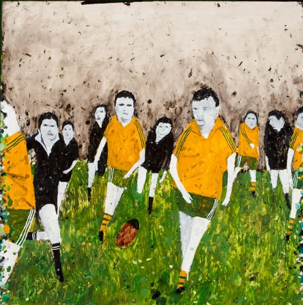 Richard Lewer I Support Two Teams The All Blacks And Whoever S Playing The Wallabies 2014 Oil On Epoxy Coated Steel 1000 X 1000 Mm
