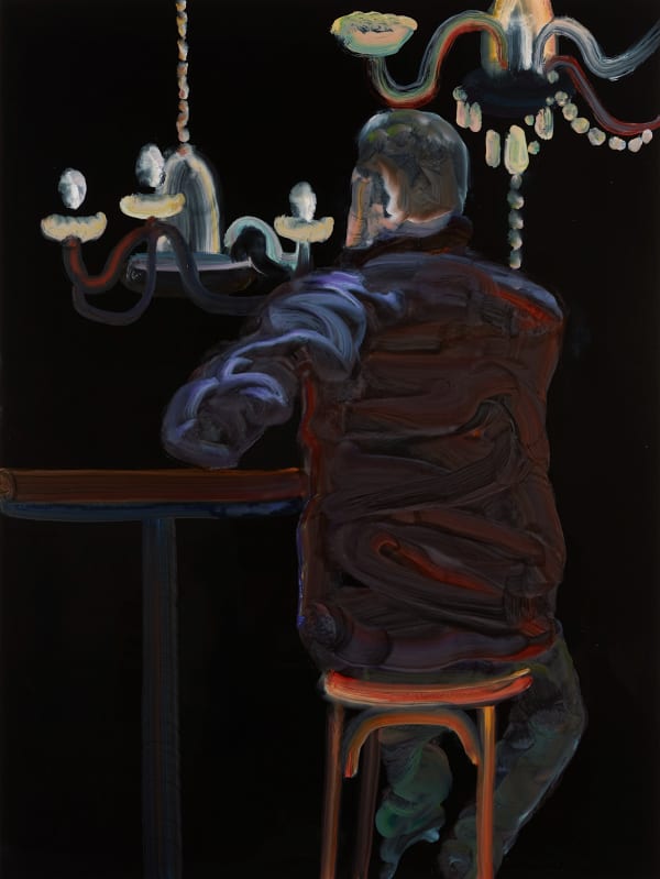 Chandelier Oil On Black Aluminium 90X120Cm