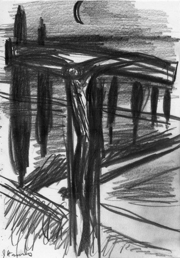 Crucifixion At Night Graphite On Paper 210 X 147 1999