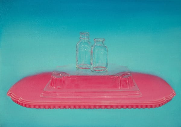 Transparencies With Pink And Turquoise 335X225Mm Oil On Calico 2014 2