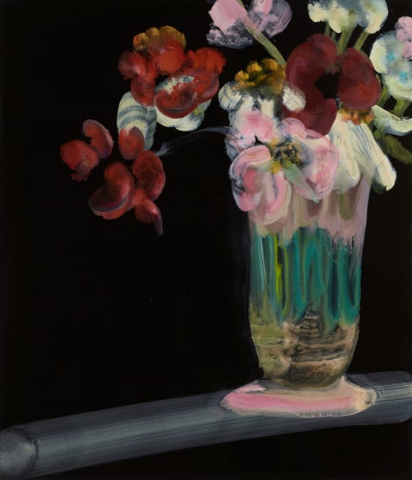 Plimsoll Peonies Oil On Black Aluminium 60X70Cm