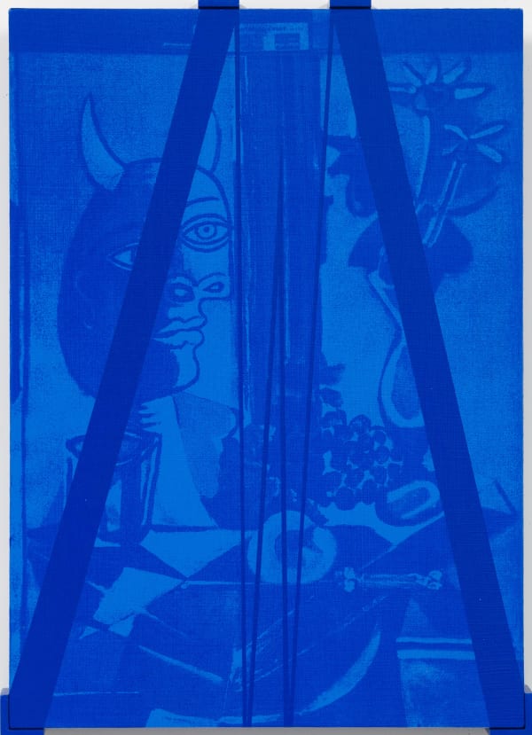 Hi Res Simon Attwooll Ton Tonton Bleu Acrylic And Screen Print On Acm Panel In Artist Frame 315X430Mm 2020Cropped High Res