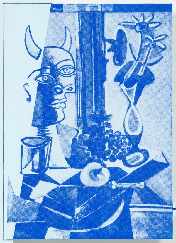 Hi Res Simon Attwooll Ton Tonton Bleu Clair Acrylic And Screen Print On Acm Panel In Artist Frame 315X430Mm 2020Cropped High Res