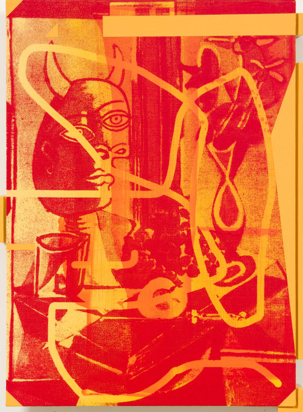 Hi Res Simon Attwooll Ton Tonton Jaune Rouge Acrylic And Screen Print On Acm Panel In Artist Frame 315X430Mm 2020Cropped High Res