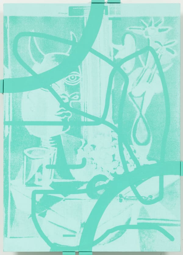 Hi Res Simon Attwooll Ton Tonton Turquoise Acrylic And Screen Print On Acm Panel In Artist Frame 315X430Mm 2020Cropped High Res