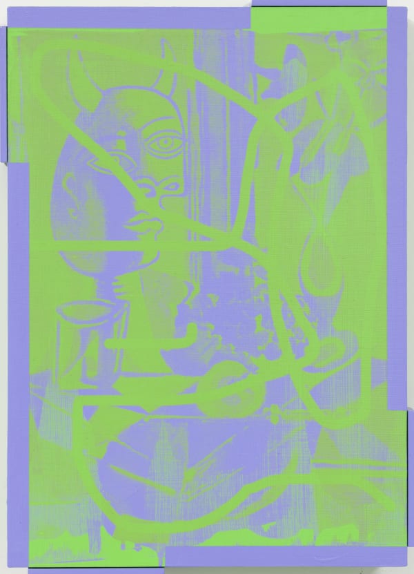 Hi Res Simon Attwooll Ton Tonton Violet Vert Acrylic And Screen Print On Acm Panel In Artist Frame 315X430Mm 2020Cropped High Res