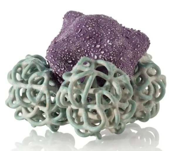 Tessa Eastman Purple Mint Baby Cloud. Hand built glazed stoneware sculpture.