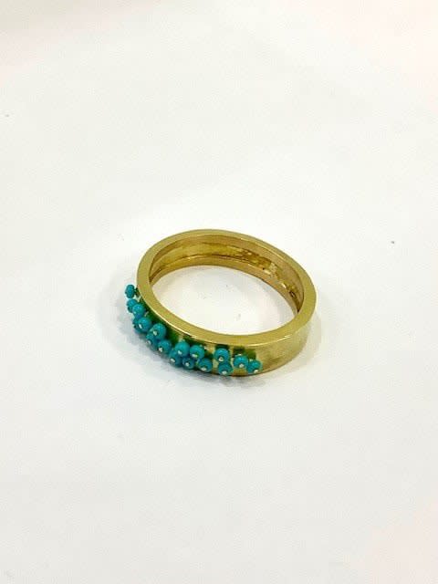 Claire Underwood Sprinkle Band Ring, 2021 18ct gold and glass beads W0.5 cm Size M