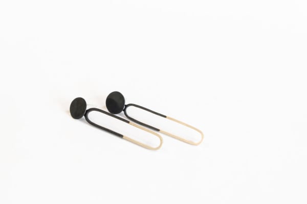 Marian Ripoll Earrings - ME , 2022 Sterling Silver - black patina half/half 5.5 x 3 cm