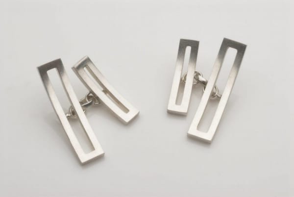 Noon Mitchelhill Rectangular Cufflinks , 2018 Silver. Cufflink front length 27mm Width: 7mm