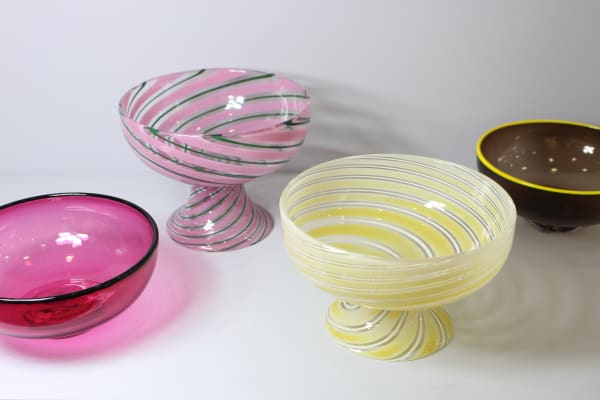 Scott Benefield, Filigrana Footed Vessels (middle), Stewart Hearn Zest Bowls (outer)