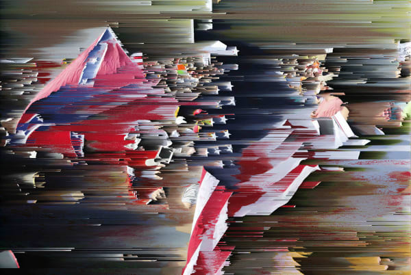 US 11 Aug 2017 (History Glitch), 2022 Giclée on canvas 57.57 x 84.46 cm 22 1/2 x 33 1/2 in