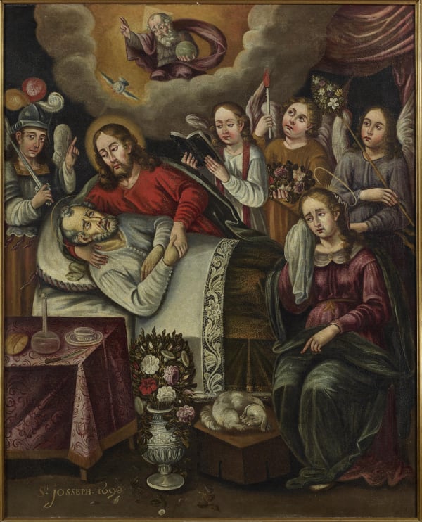 DORMITION OF SAINT JOSEPH, Unidentified artist, Cuzco School (Peru), 17th Century