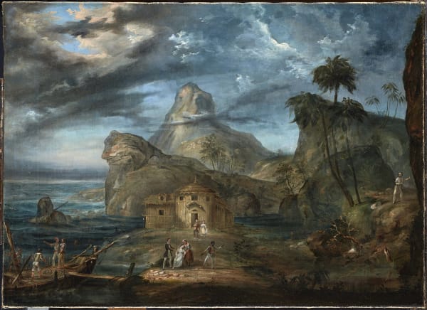 MARITIME LANDSCAPE, Unidentified artist, central american colonial school, Second half of 18th century